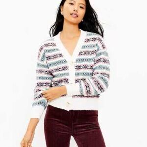 Loft Women's Multicolor Patterned Sweater cardigan Sz XS
